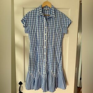 Thakoon Blue and White Gingham Button-Down Dress